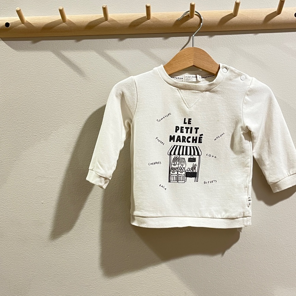 MILES BABY | White Parisian Sweatshirt | 9 Mo